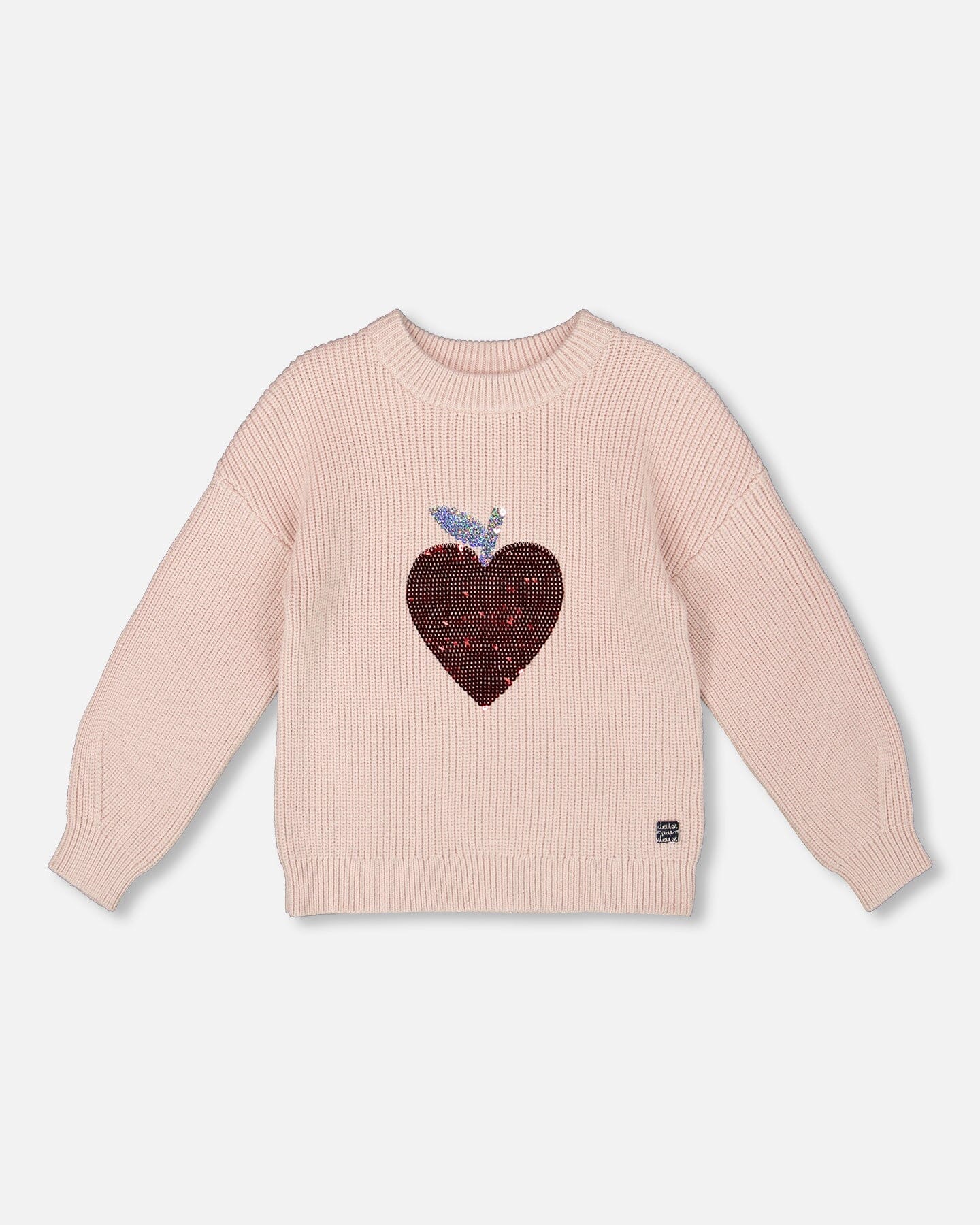 Knit Sweater Pinkish White With Sequin Heart - H20IT72_712