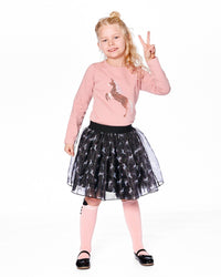 Organic Cotton Long Sleeve T-Shirt Dusty Pink With Sequin Unicorn - H20K71_650