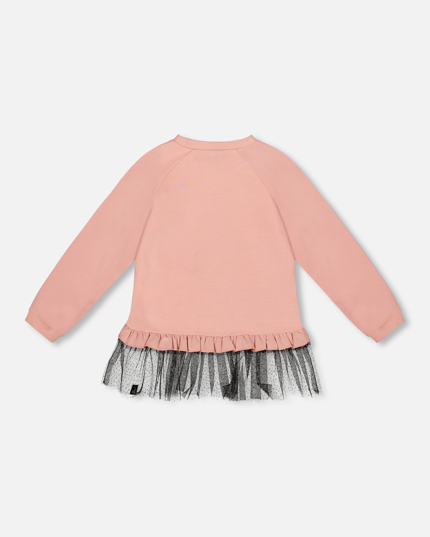 Long Bi-Material Top Dusty Pink With Mesh Ruffle Hem And Leopard Print - H20K76_650