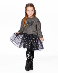 Knit Tights Black With Unicorns And Hearts - H20KT_999