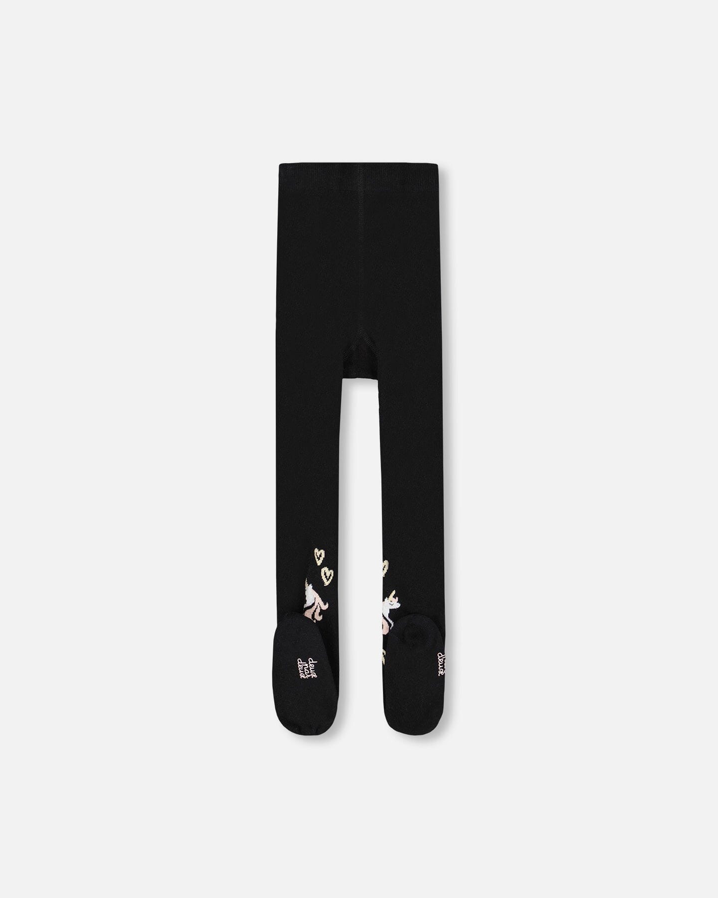 Knit Tights Black With Unicorns And Hearts - H20KT_999