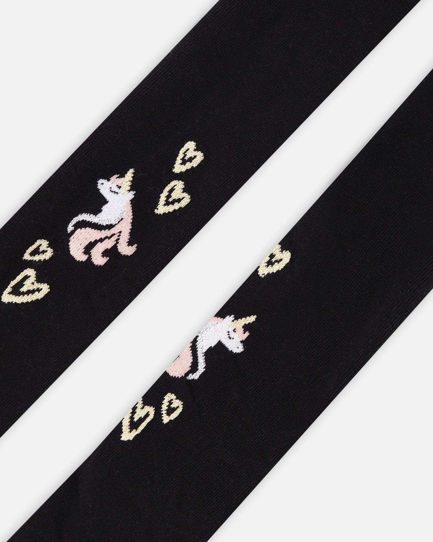 Knit Tights Black With Unicorns And Hearts - H20KT_999