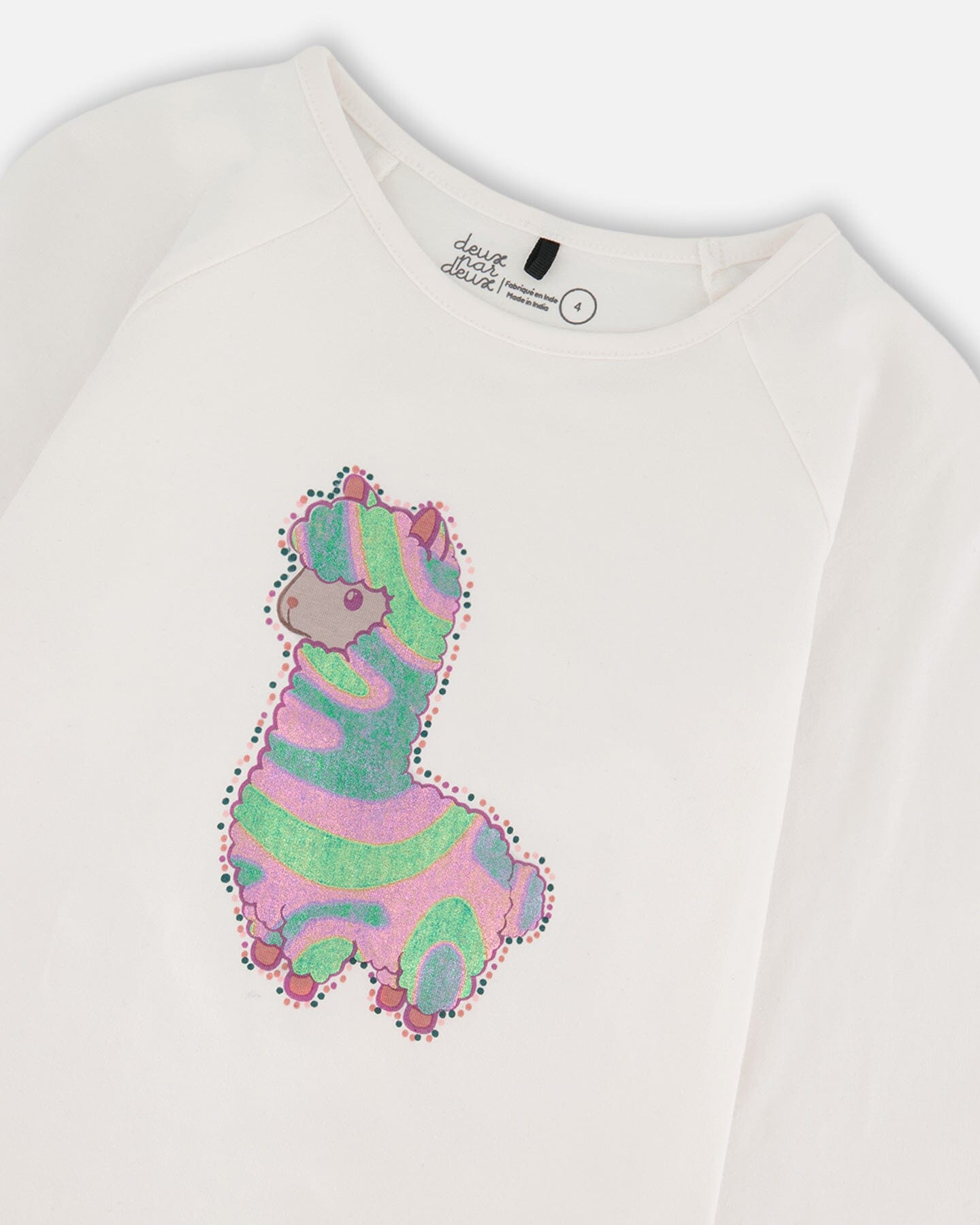 Organic Cotton T-Shirt Off White With Llama - H20M70_101