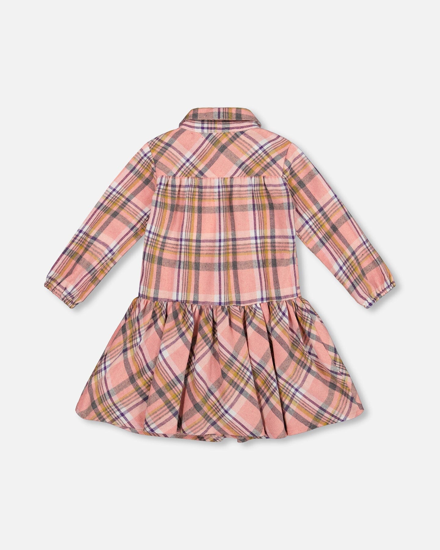 Shirt Plaid Dress With Frill Pink, Yellow And Gray - H20M85_000