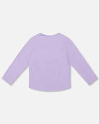 Organic Cotton Long Sleeve T-Shirt Lavender With Sequin Unicorn - H20N70_564