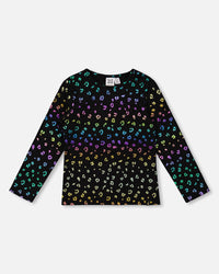 Stretch Jersey T-Shirt Multicolor Leopard Print - H20N71_082
