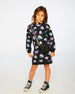 Hooded Fleece Dress Black And Multicolor With Trompe-L’Œil Bag Detail Dresses Deux par Deux 