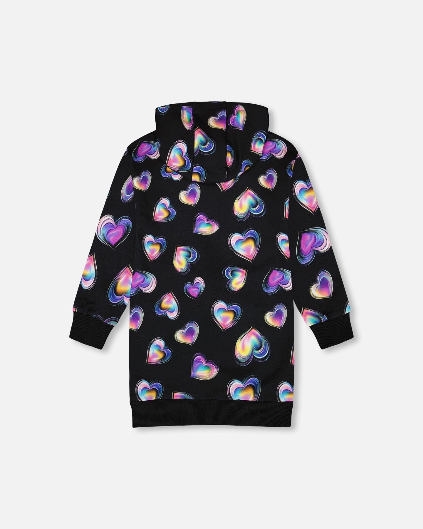 Hooded Fleece Dress Black And Multicolor With Trompe-L’Œil Bag Detail - H20N88_000