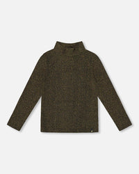 Shiny Rib Mock Neck Top Black And Gold - H20OG70_000