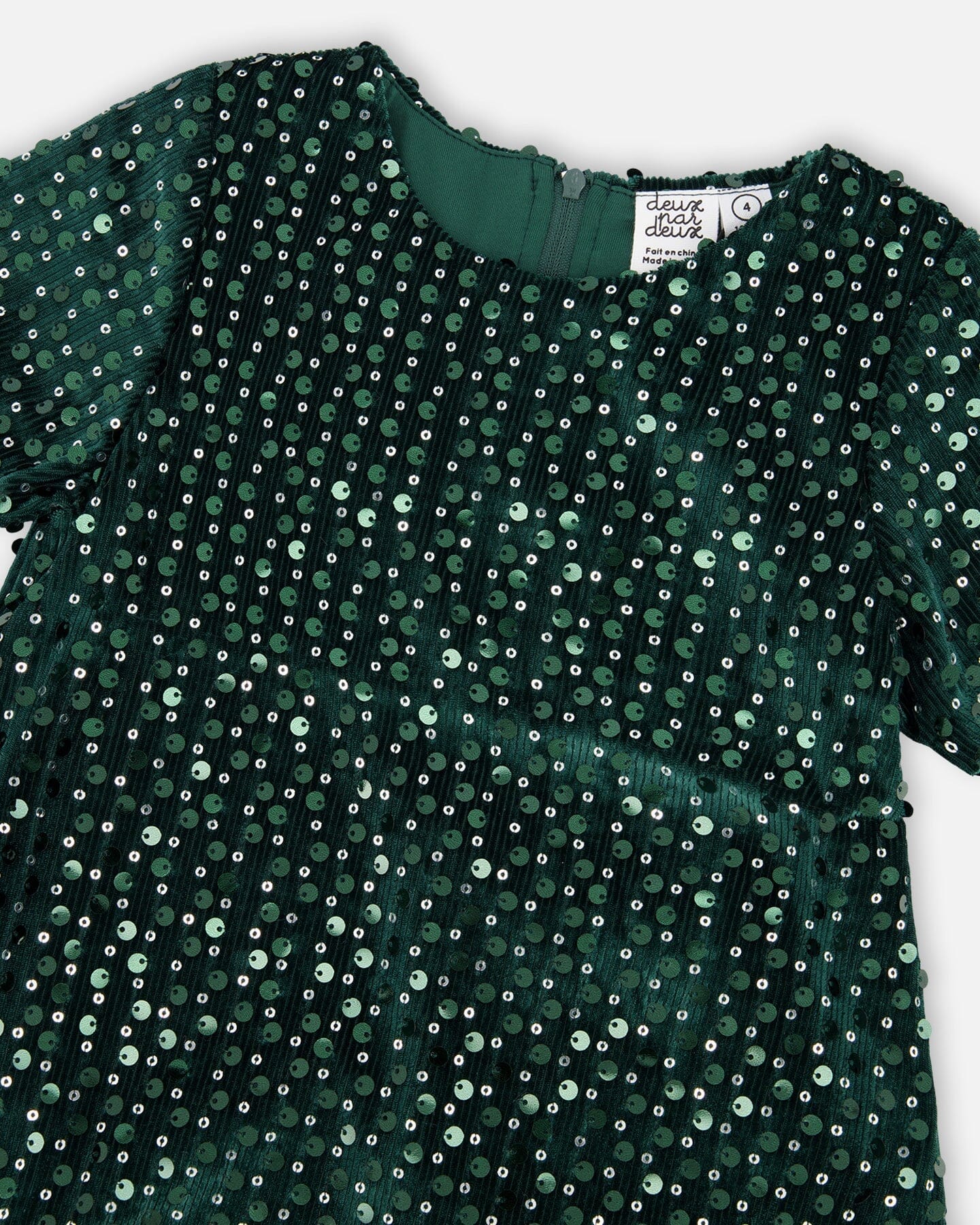 Velvet Short Sleeve Dress Forest Green - H20OG85_393