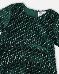 Velvet Short Sleeve Dress Forest Green - H20OG85_393