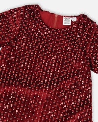 Velvet Short Sleeve Dress Red - H20OG85_775