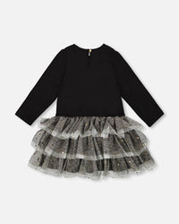 Glittering Mesh Skirt Party Dress Black - H20OG87_999