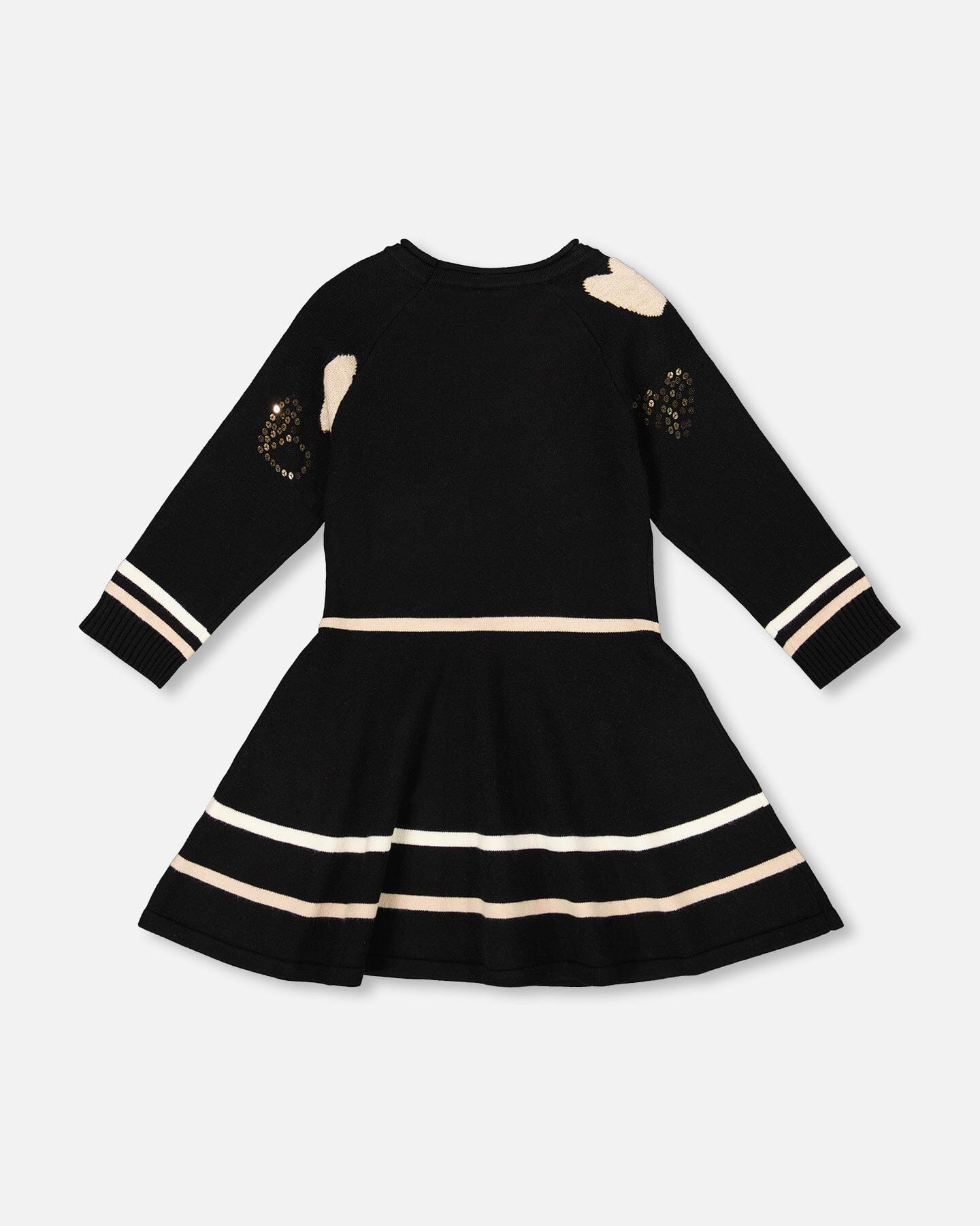 Knit Dress Black With Glittery Heart Motifs - H20OGT89_999