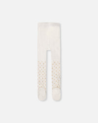 Knit Tights Off-White With Golden Star Pattern - H20OGT_101