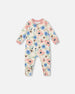One-Piece Organic Cotton Pajama Off-White Flower Print - H20PA40US_009