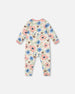 One-Piece Organic Cotton Pajama Off-White Flower Print - H20PA40US_009