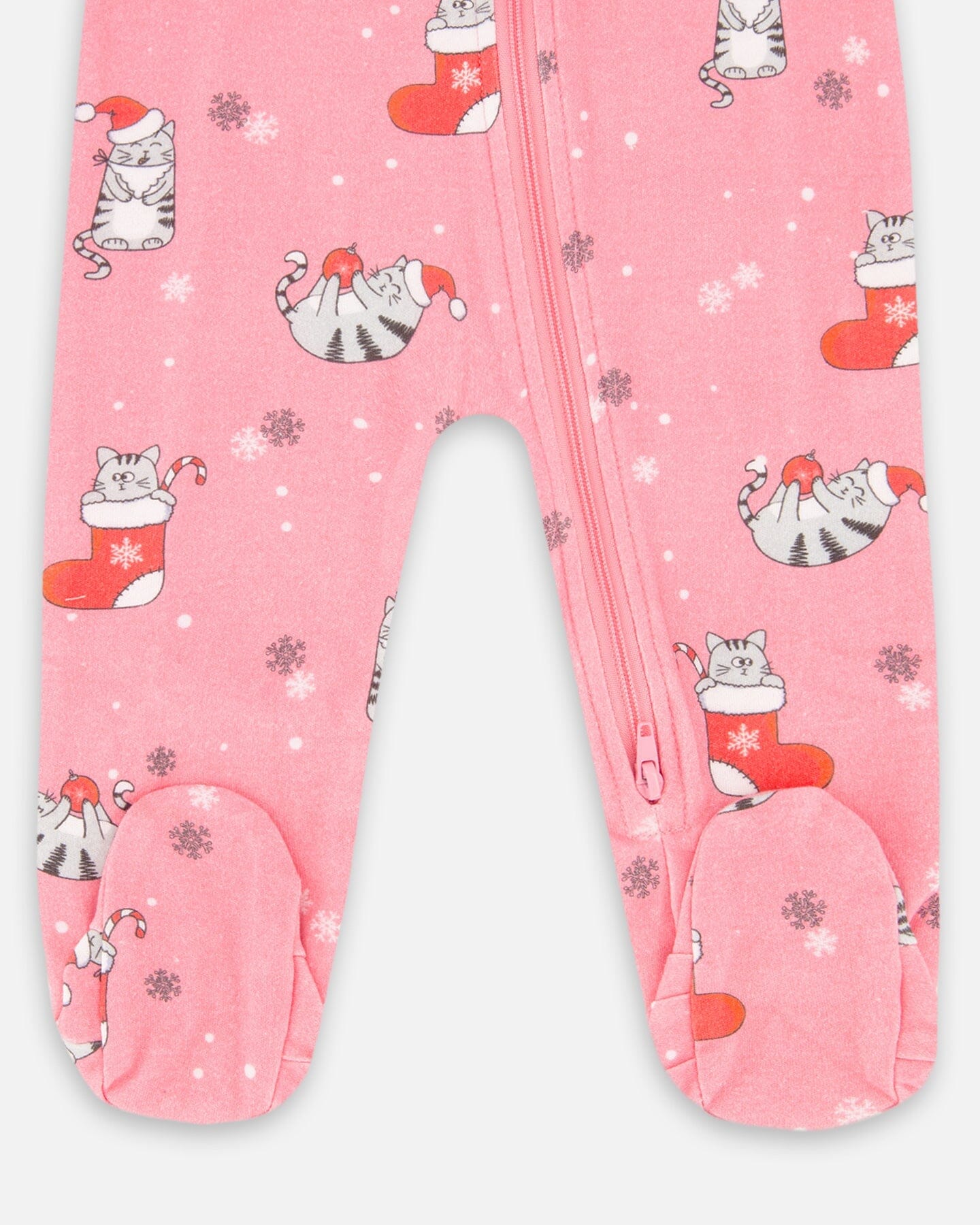 One-Piece Organic Cotton Pajama Pink Cat Print - H20PA40US_040