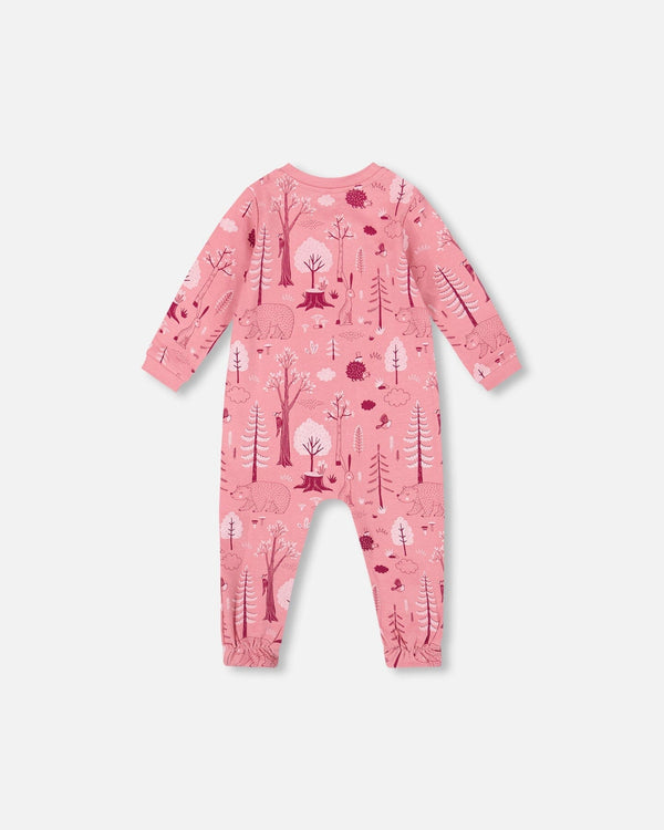 One-Piece Organic Cotton Pajama Pink Forest - H20PA40US_069