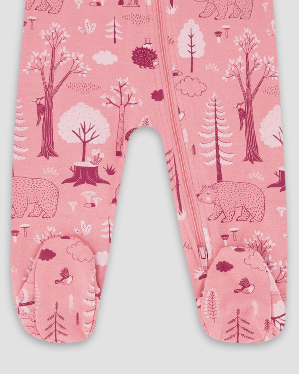 One-Piece Organic Cotton Pajama Pink Forest - H20PA40US_069