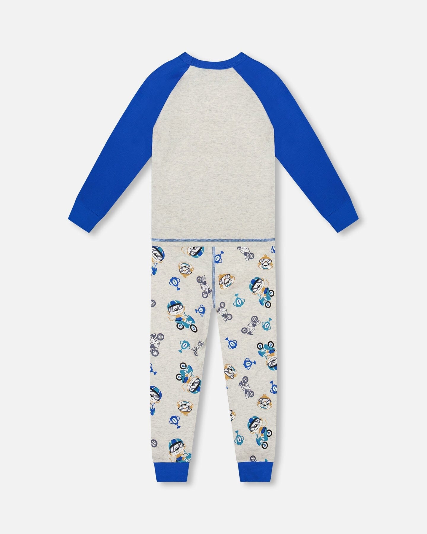Two-Piece Organic Cotton Pajama Set Beige Monkey Print - H20PB10US_063