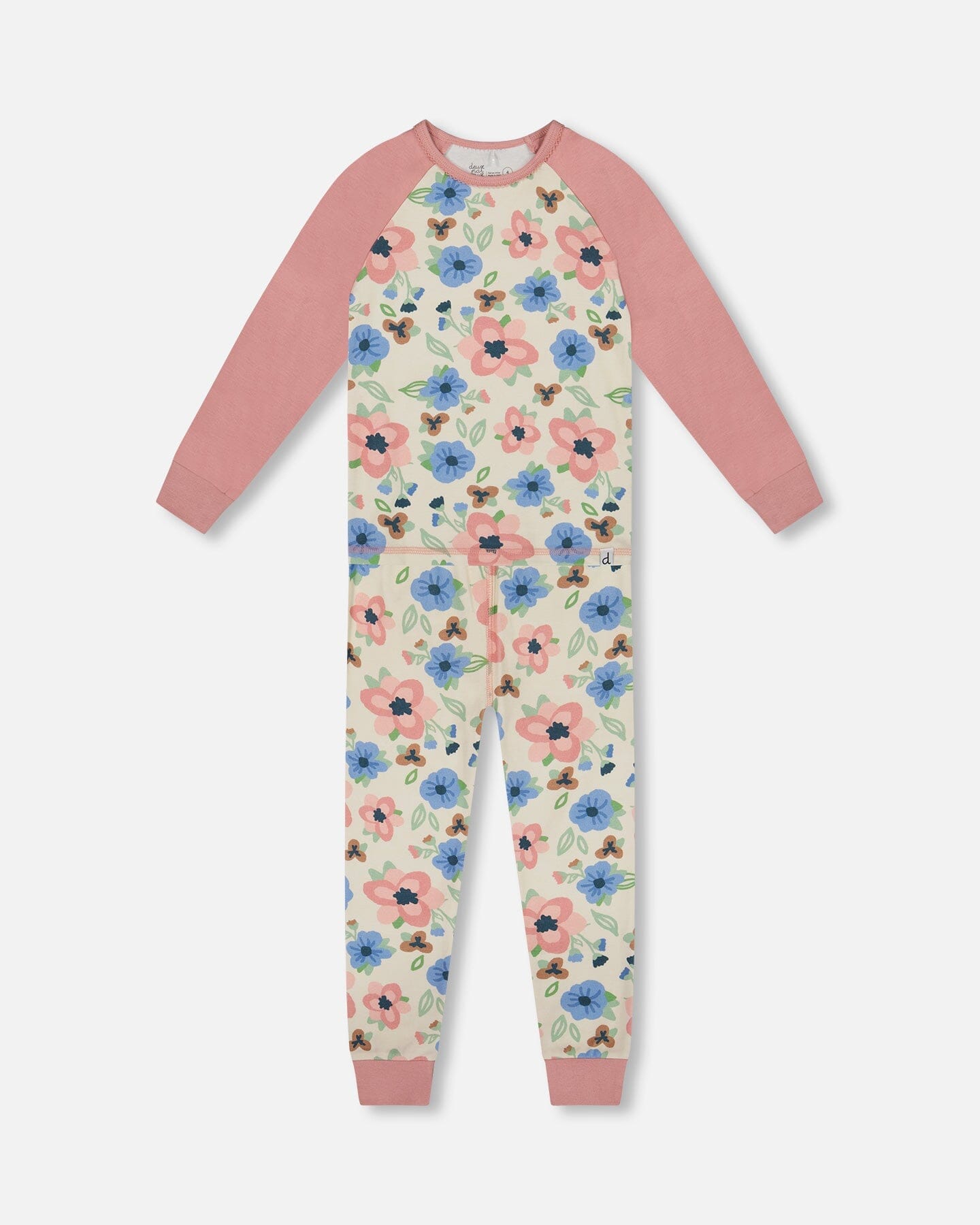 Organic Cotton Two-Piece Pajamas Off-White Flower Print - H20PG10US_009