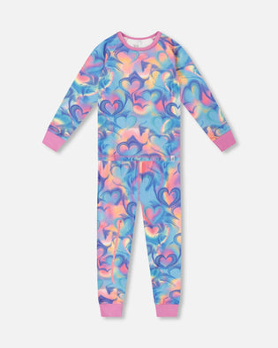 Organic Cotton Two-Piece Pajamas Rainbow Heart Print - H20PG10US_017
