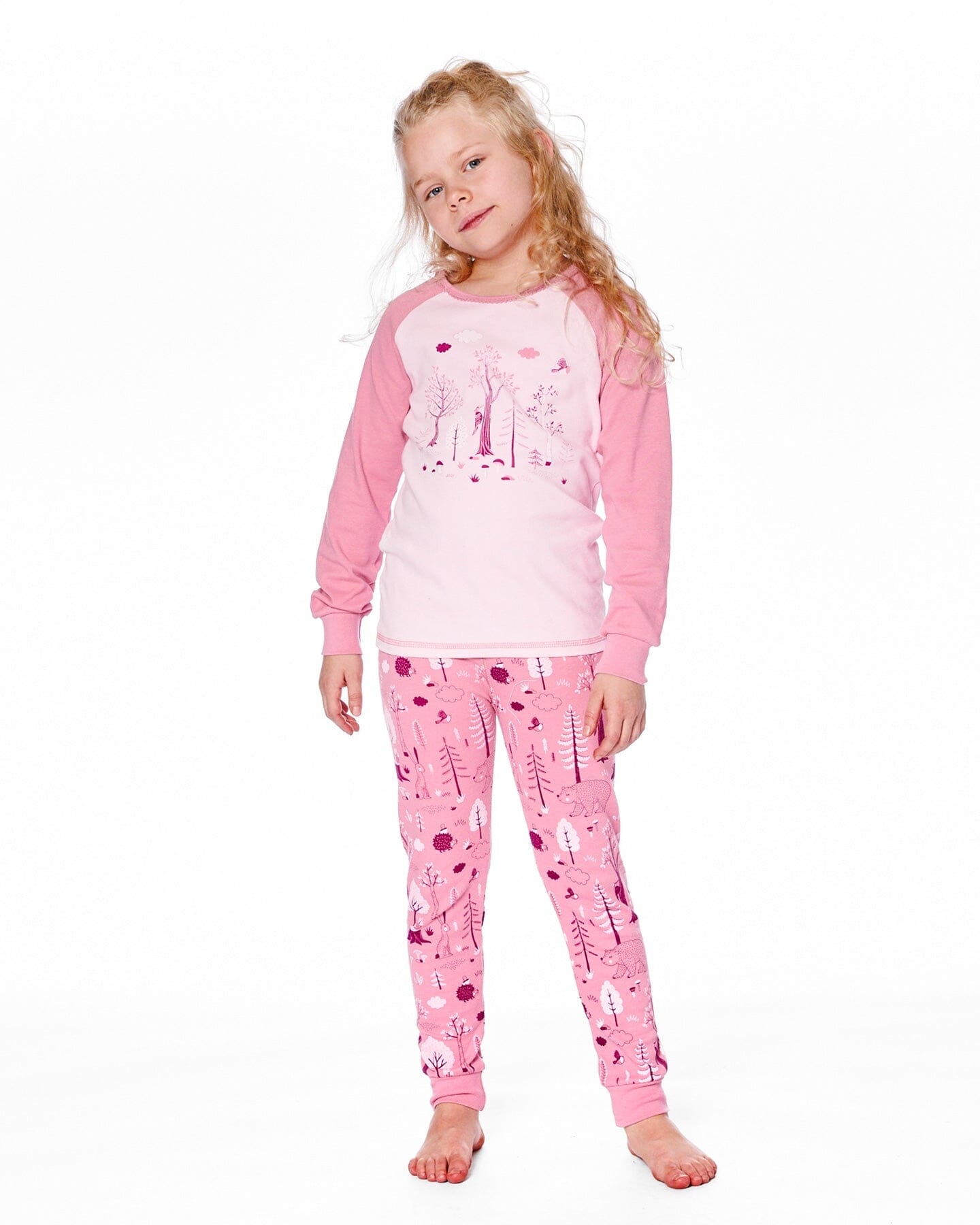 Organic Cotton Two-Piece Pajamas Pink Forest - H20PG10US_069