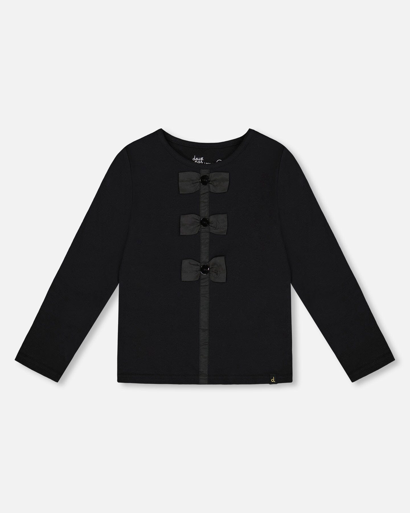 Long Sleeve Organic Cotton Jersey Bow Tee Black - H20Q70_999