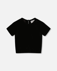 Short Sleeve Stretch Velour Top Black - H20Q71_999