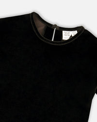 Short Sleeve Stretch Velour Top Black - H20Q71_999