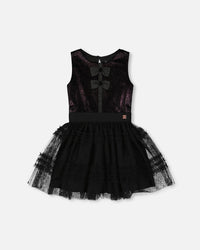 Sleeveless Bi-Material Velour And Mesh Dress Black - H20Q85_999