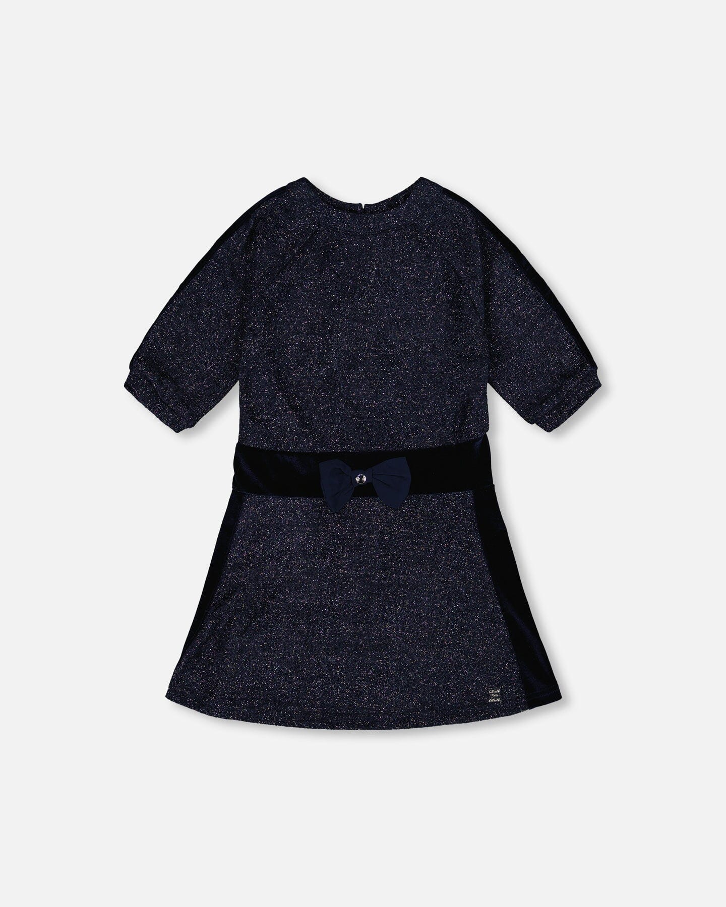 3/4 Sleeve Lurex Dress Navy Blue - H20Q91_481