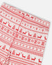 Adult Women Organic Cotton Two-Piece Pajamas Red And White Fairisle - H20R12_089