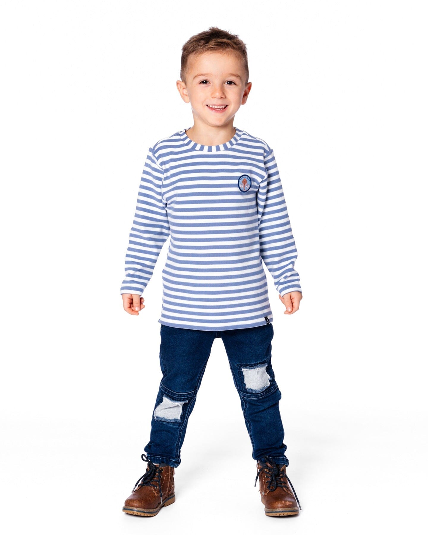 Super Soft Long Sleeve Striped Jersey T-Shirt Light Blue - H20S66_972