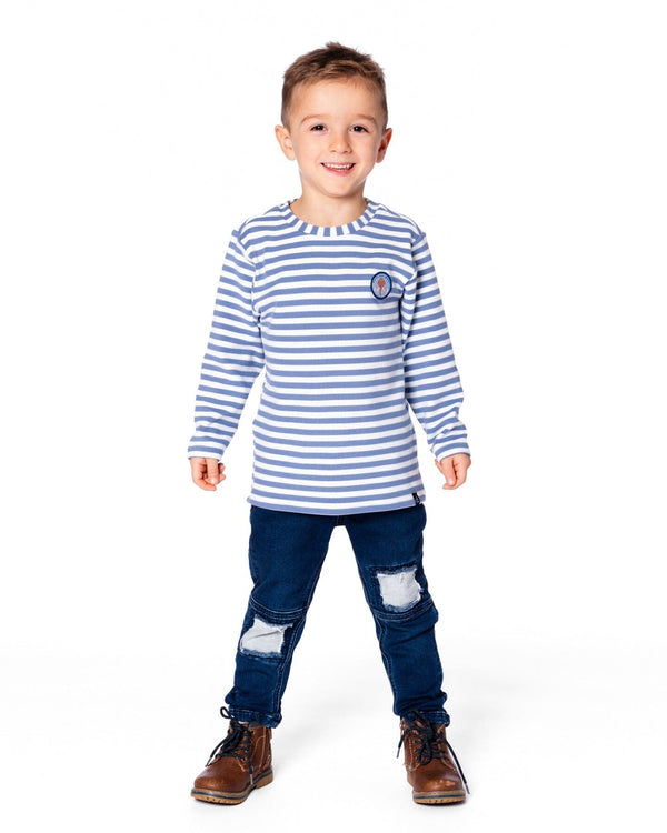 Super Soft Long Sleeve Striped Jersey T-Shirt Light Blue - H20S66_972