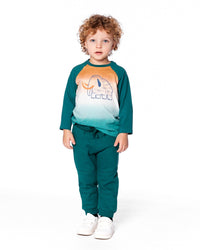 Organic Cotton Jersey Raglan Sleeve T-Shirt Forest Green - H20S67_548