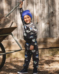 Fleece Sweatpants Gray Dog Print - H20T21_060