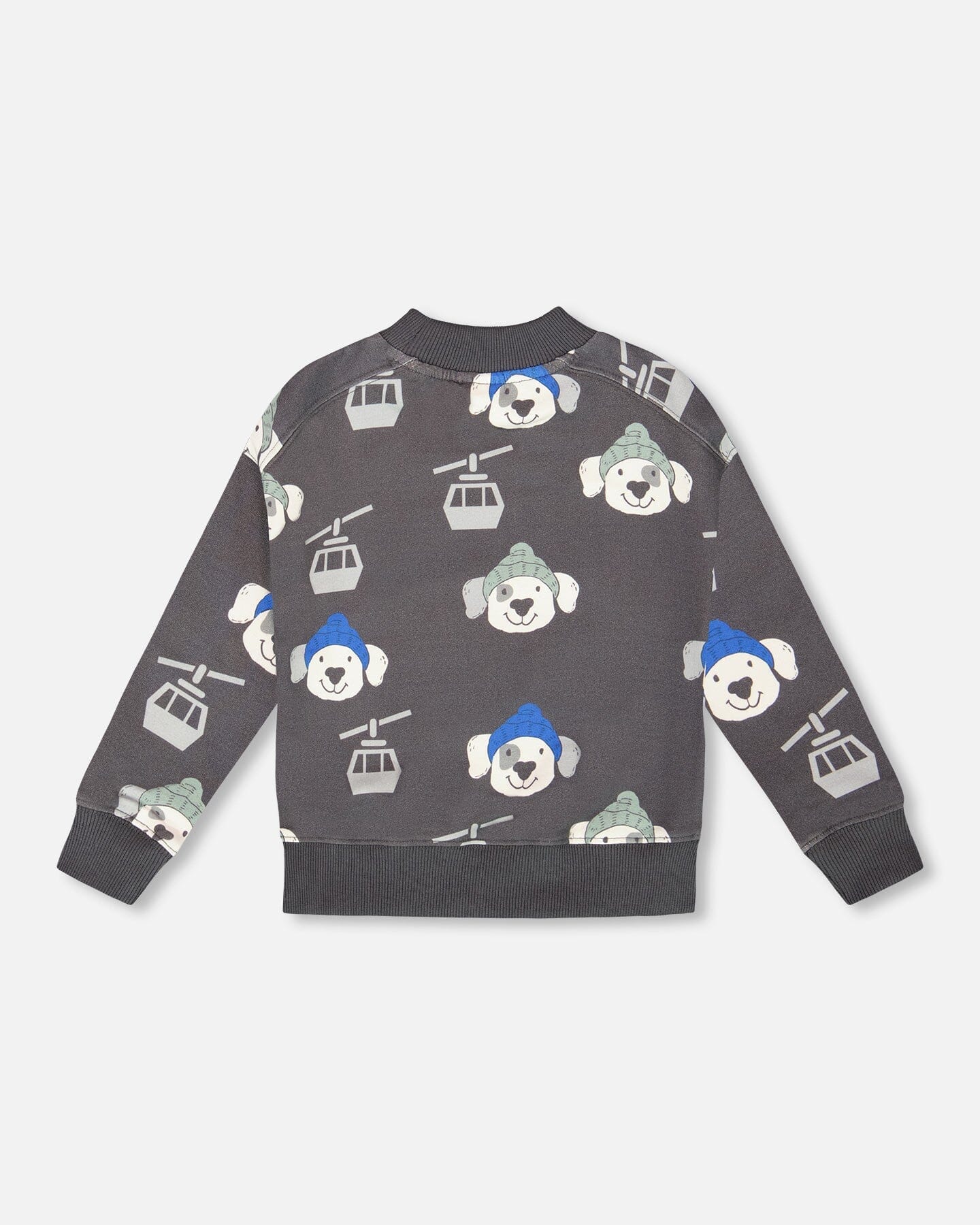 Fleece Pullover Sweatshirt Gray Dog Print - H20T31_060