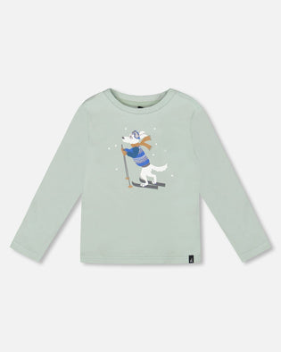 Long Sleeve Organic Cotton Jersey Tee Jade Green - H20T65_325