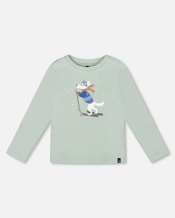 Long Sleeve Organic Cotton Jersey Tee Jade Green - H20T65_325