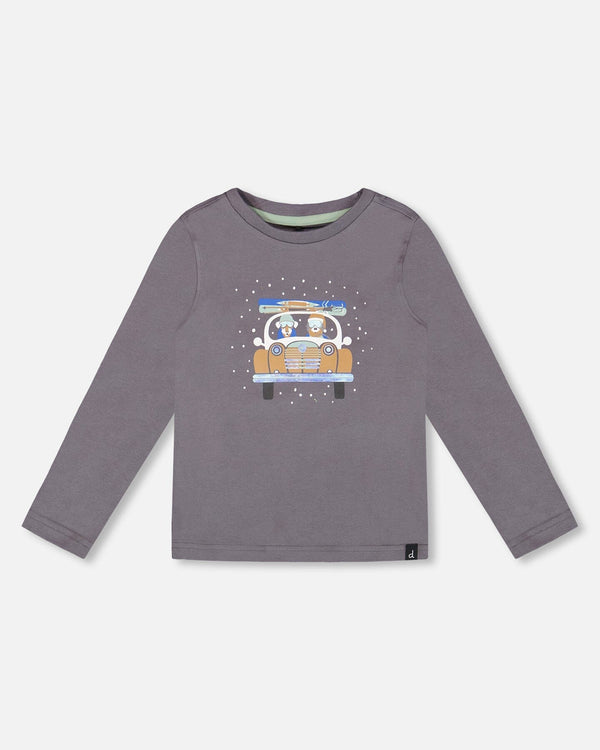 Long Sleeve Organic Cotton Jersey Tee Dark Gray - H20T65_913