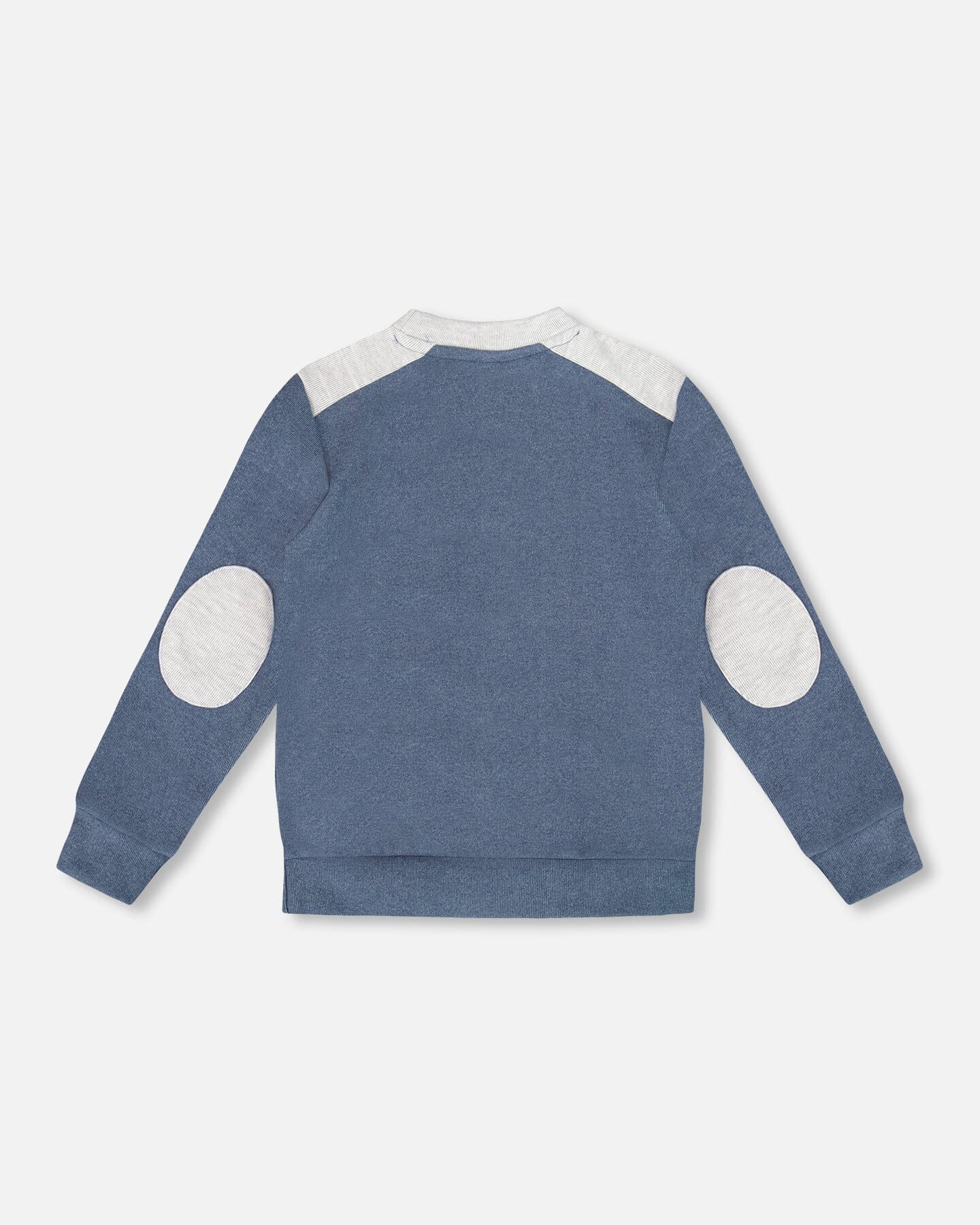 Super Soft Long Sleeve Flat Back Rib Top With Elbow Patches Navy Blue - H20U09_481