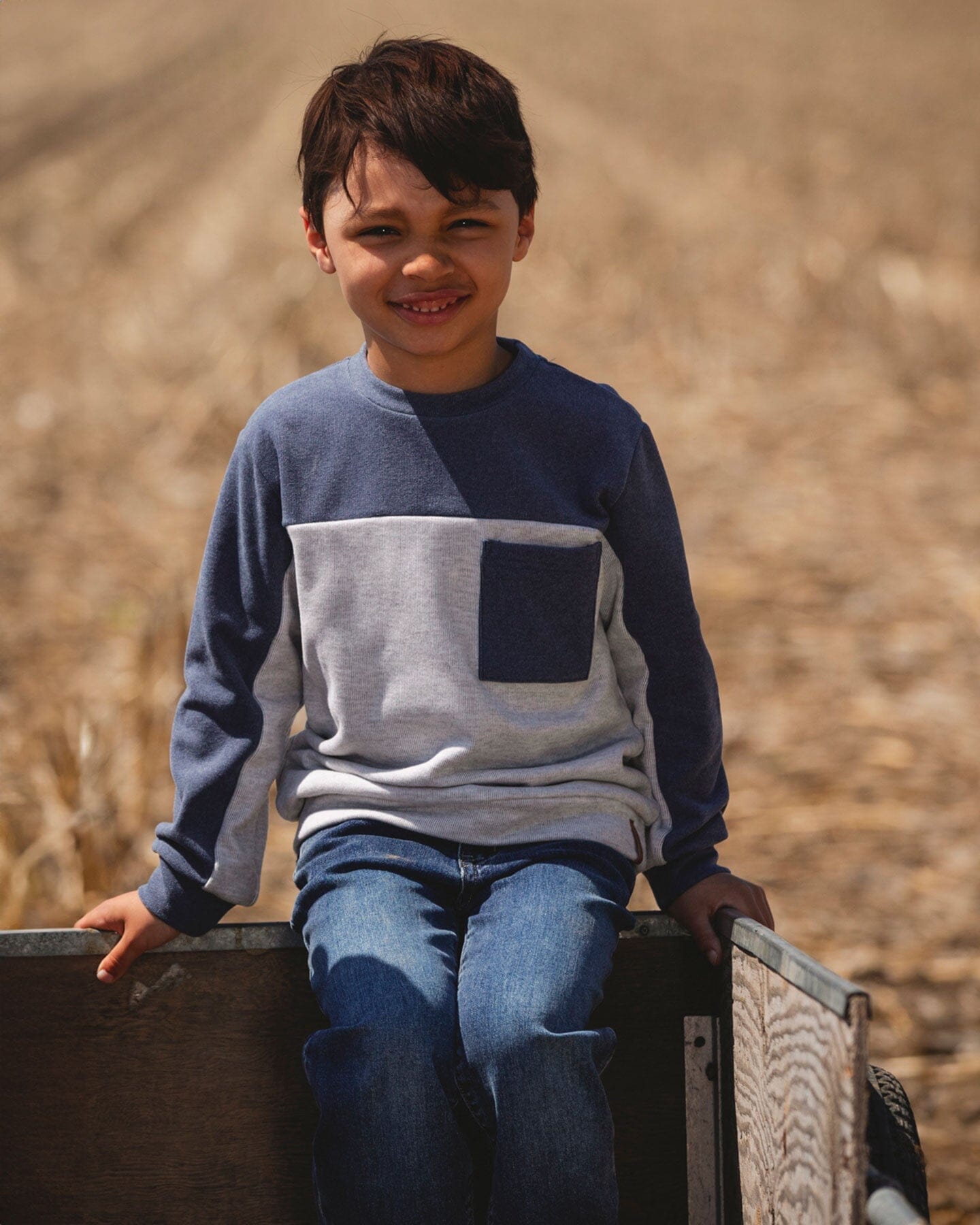 Long Sleeve Super Soft Brushed Jersey Top Color Block Light Heather Gray - H20U10_191