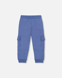 Fleece Sweatpants With Cargo Pockets Blue - H20U22_479