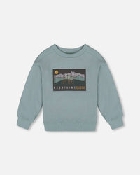 Animated Print French Terry Sweatshirt Sage Green - H20U36_478