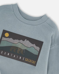 Animated Print French Terry Sweatshirt Sage Green - H20U36_478