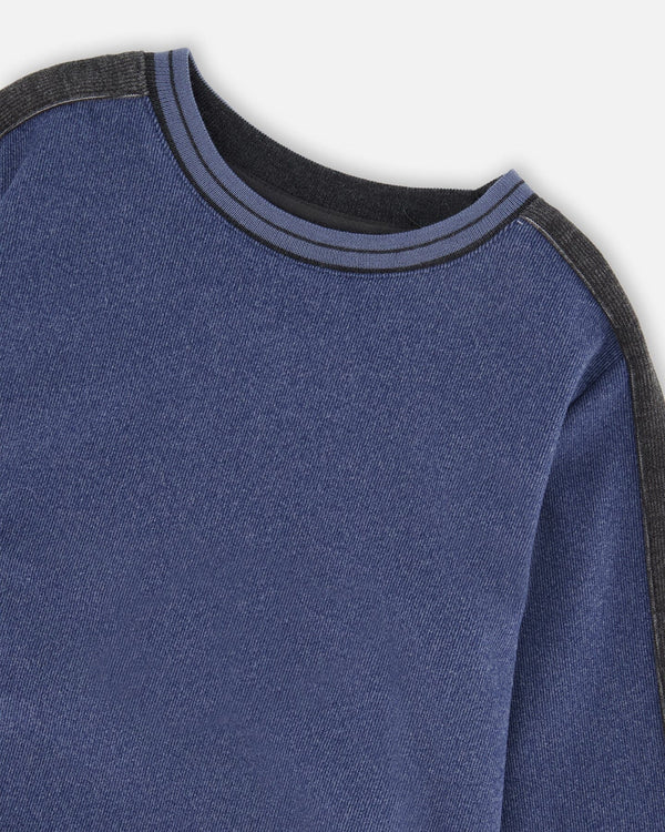Super Soft Flat Back Rib Sweatshirt Dark Steel Blue - H20U39_482