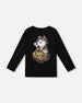 Long Sleeve Jersey Tee Shirt Black With Print Back & Front - H20U73_999