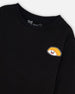 Long Sleeve Jersey Tee Shirt Black With Print Back & Front - H20U73_999